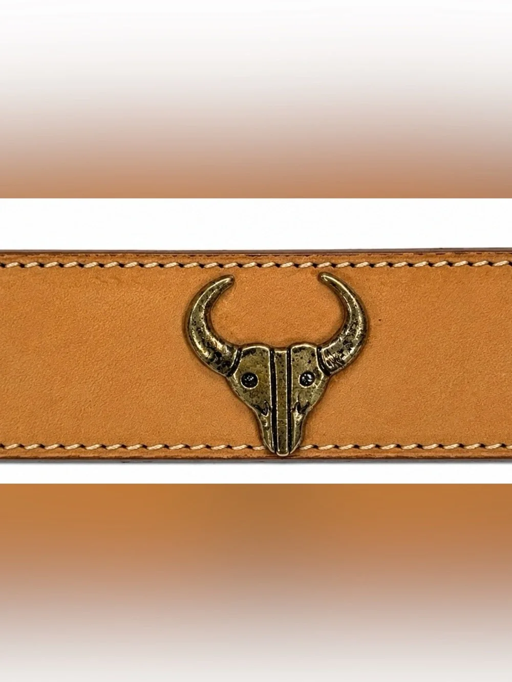 Nocona Leather Western Belt Women’s 32 Longhorn Skull Conchos Tan Cowboy Rodeo